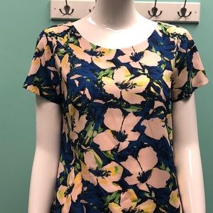 J. Crew Blue white green flower print blouse